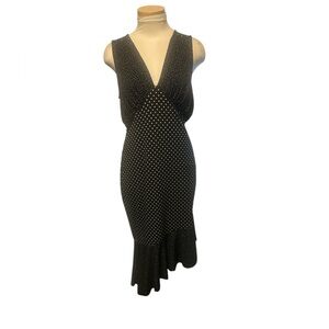 Leota Black and White Polka Dot Asymmetrical Cocktail Dress Size Medium M